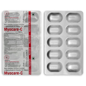 MYOCARE-C Tablet PCOS/ PCOD Supplement – 40:1 Ideal Ratio 1100mg Myo-Inositol to 27.6 mg D-Chiro-Inositol – 10 Tab/Pack (Pack of 2)