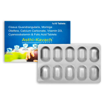 Asthi Kavach Tablet – Cissus Quandrangularis , Moringa Oleifera , Calcium Carbonate & Vitamin D3 ( 10 Tablets) | Pack of 2